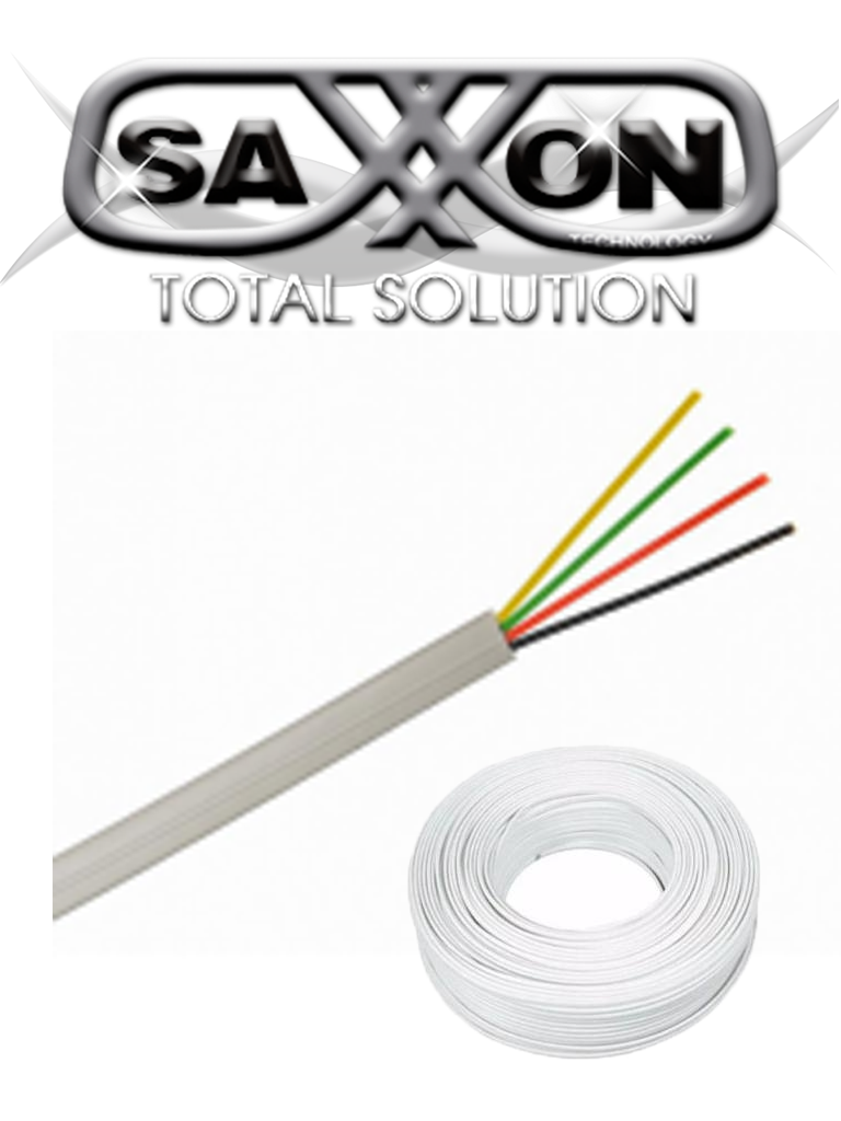 SAXXON OWAC4100J - Cable de alarma / 4 Conductores / CCA/ Calibre 22  AWG / 100 Metros / Recomendable para control de acceso / Videoportero / Audio / Reforzado