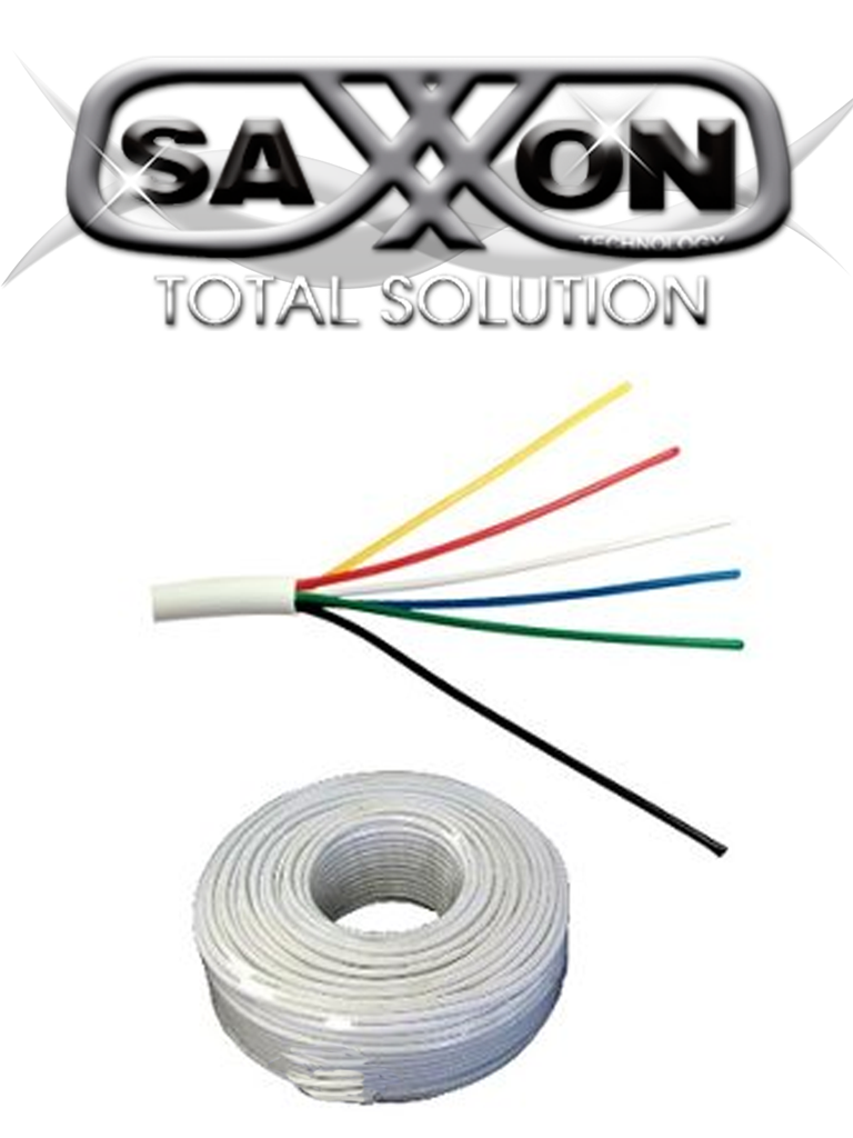 SAXXON OWAC6100J - Cable de alarma / 6 Conductores / CCA/ Calibre 22  AWG / 100 Metros / Recomendable para control de acceso / Videoportero / Audio / Reforzado/#ESM2022
