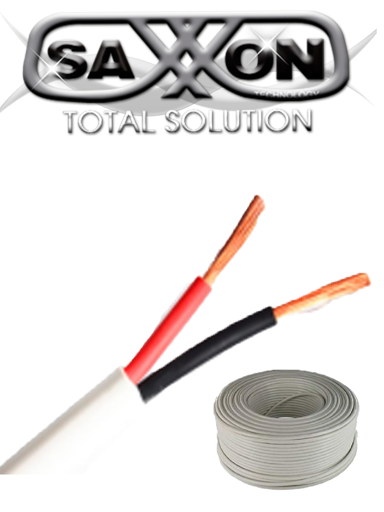 SAXXON OWAC2100J - Cable de alarma / 2 Conductores / CCA/ Calibre 22  AWG / 100 Metros / Recomendable para control de acceso / Videoportero / Audio / Reforzado