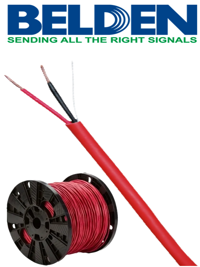 BELDEN 5220UL0021000 - Bobina de cable para sistemas de deteccion de incendio / 2 Conductores / Calibre 16 / Sin blindar / Rojo / 305 Metros