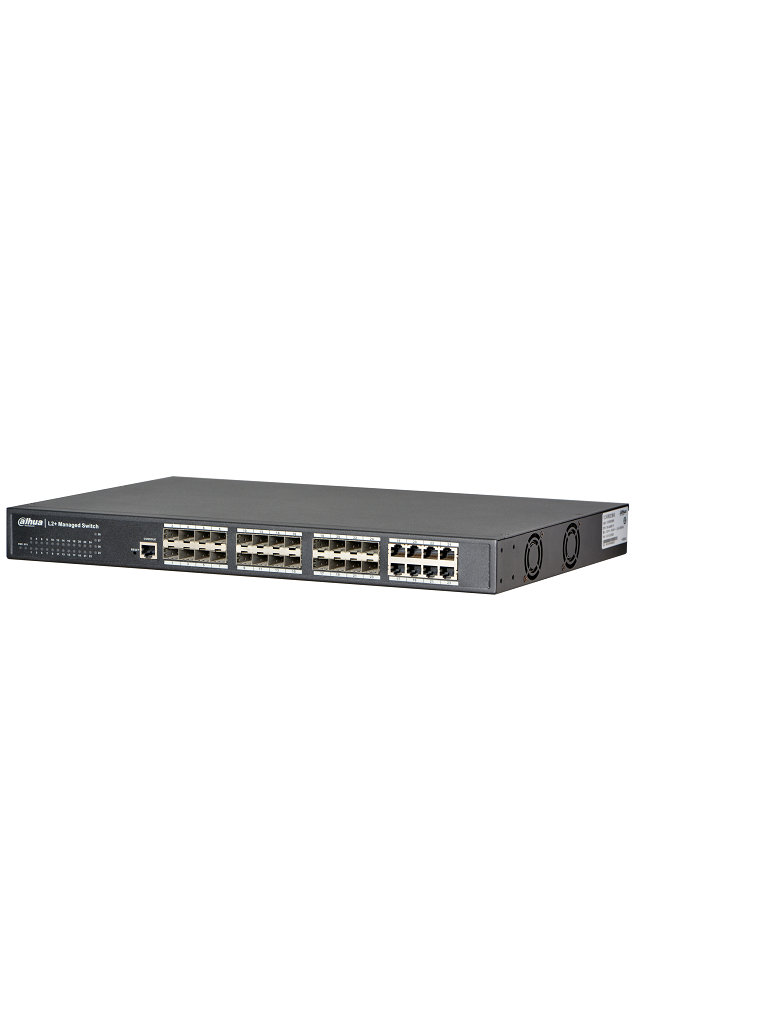 DAHUA PFS5924-24X- Switch Gigabit Administrable Capa 2/ 24 puertos SFP/ 8 Puertos Combo 1000BASE-T/SFP/ Switching 350Gbps/ Tasa de Reenvio de Paquetes 35.7Mpps/ 