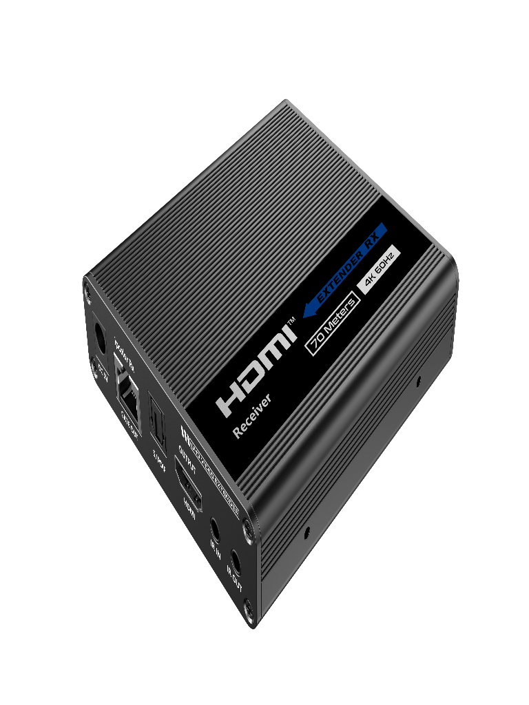 SAXXON LKV676C- Kit extensor de video HDMI/ Resolucion 4K/ 60 Hz/ 70 metros con Cat 6/ 100 Metros con Cat 6A/ 7/ Hasta 12 conexiones en cascada/ Loop HDMI/ Soporta HDR/ ARC/ Transmision IR/ cero Latencia