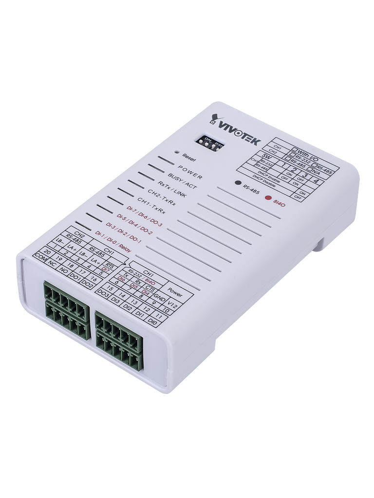 VIVOTEK - AO20W Modulo convertidor Ethernet a Wiegand /compatible con barreras vehiculares/2 canales rs485/1 canal rs232/ 8 entradas digitales/ 3 salidas digitales/ 1 salida de relay