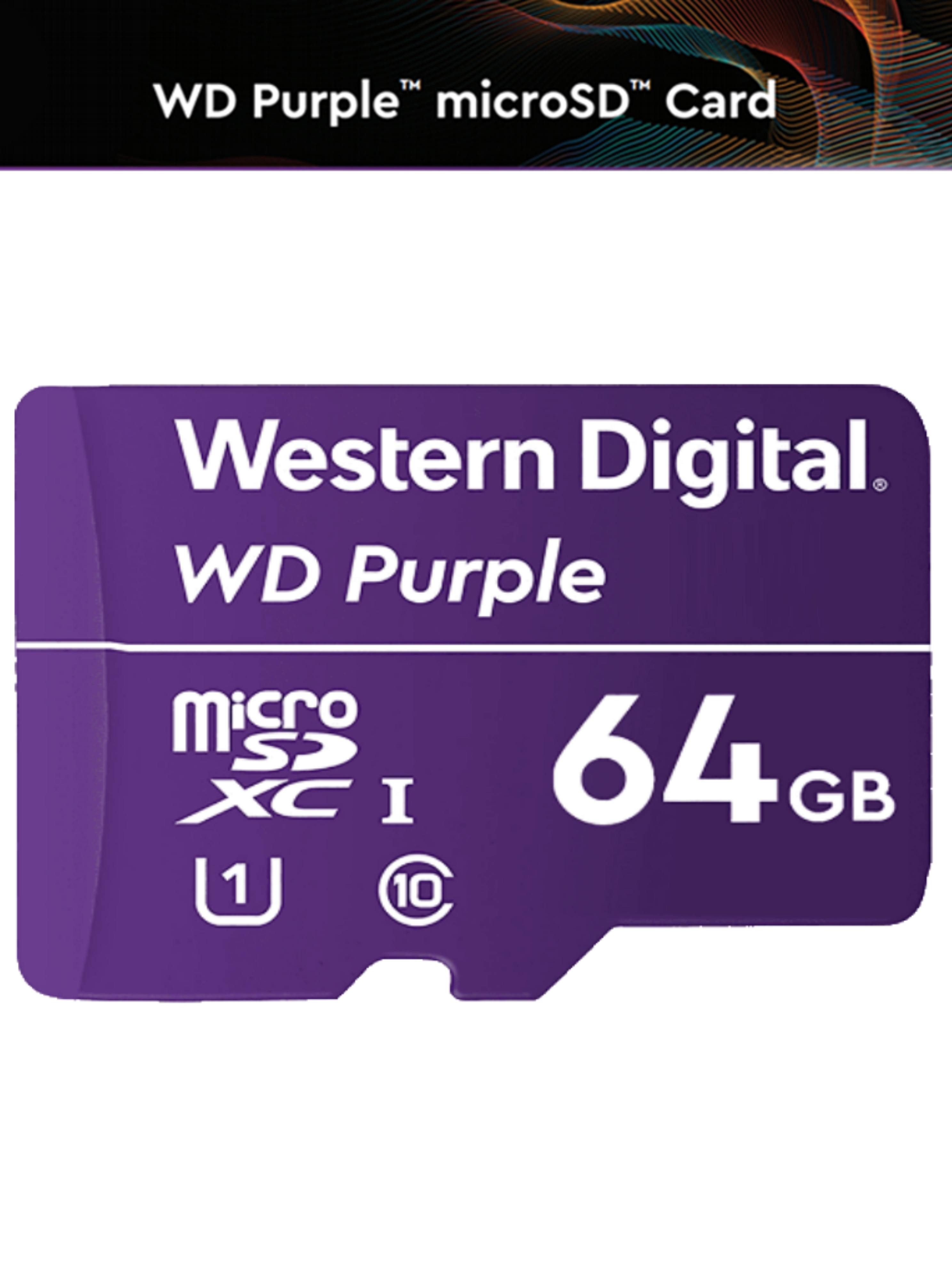 WESTERN WDD064G1P0A - Memoria de 64GB MICRO SDXC PURPLE / Especializada para videovigilancia 24 / 7 Clase 10 LECT 80MB / S ESC 50MB / S
