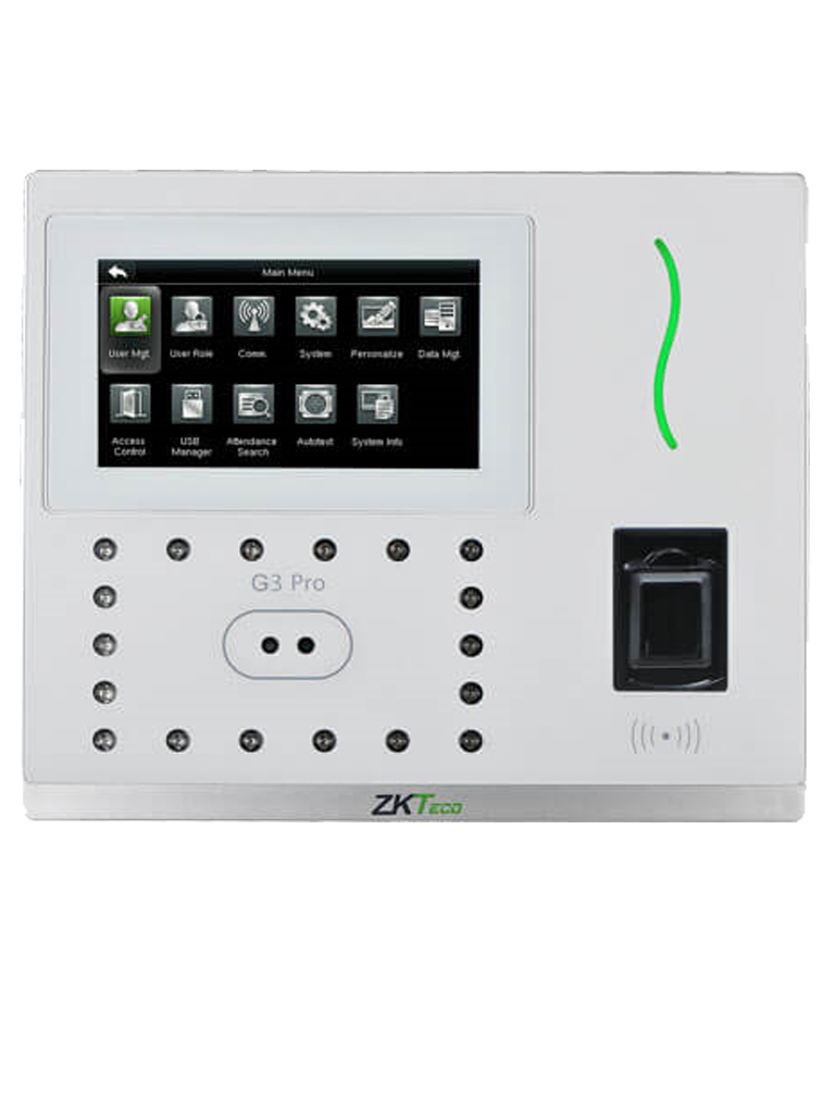 ZKTECO G3PROWIFI3G - Control de Acceso y Asistencia Facial y Palma / 12000 Rostros / 20000 Huellas SILK ID / 20000 Tarjetas  ID / 6000 Palmas / Green Label / Wifi / 3G / ADMS / Batería de respaldo