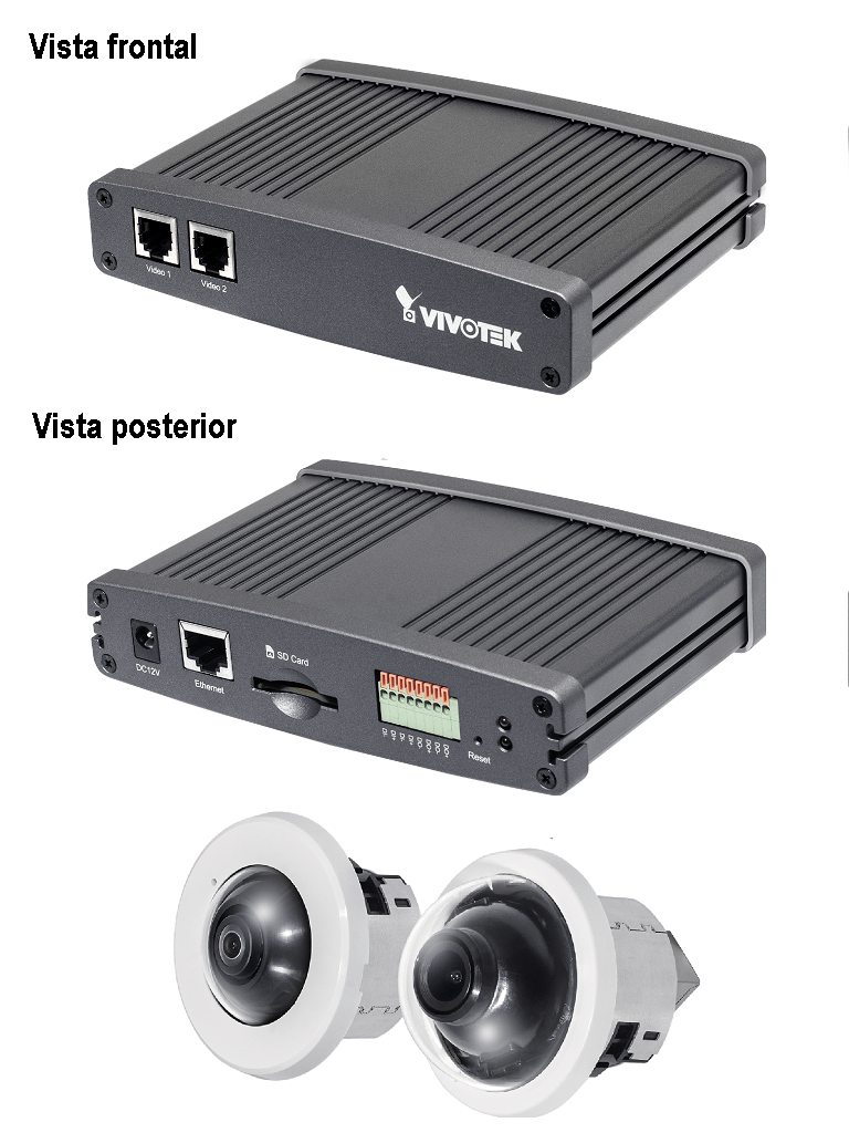 VIVOTEK VC8201 - Sistema de camaras duales para interior / 5  MP MINIFISHEYE / 1  MP Minidomo WDR pro /  PoE / 3DNR