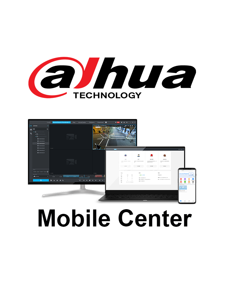 DAHUA MobileCenterBase - Licencia Base de Mobile Center para 16 Canales de video/ Solución Móvil Dahua/ 100 Usuarios en Línea/ Windows 10/ SOBRE PEDIDO