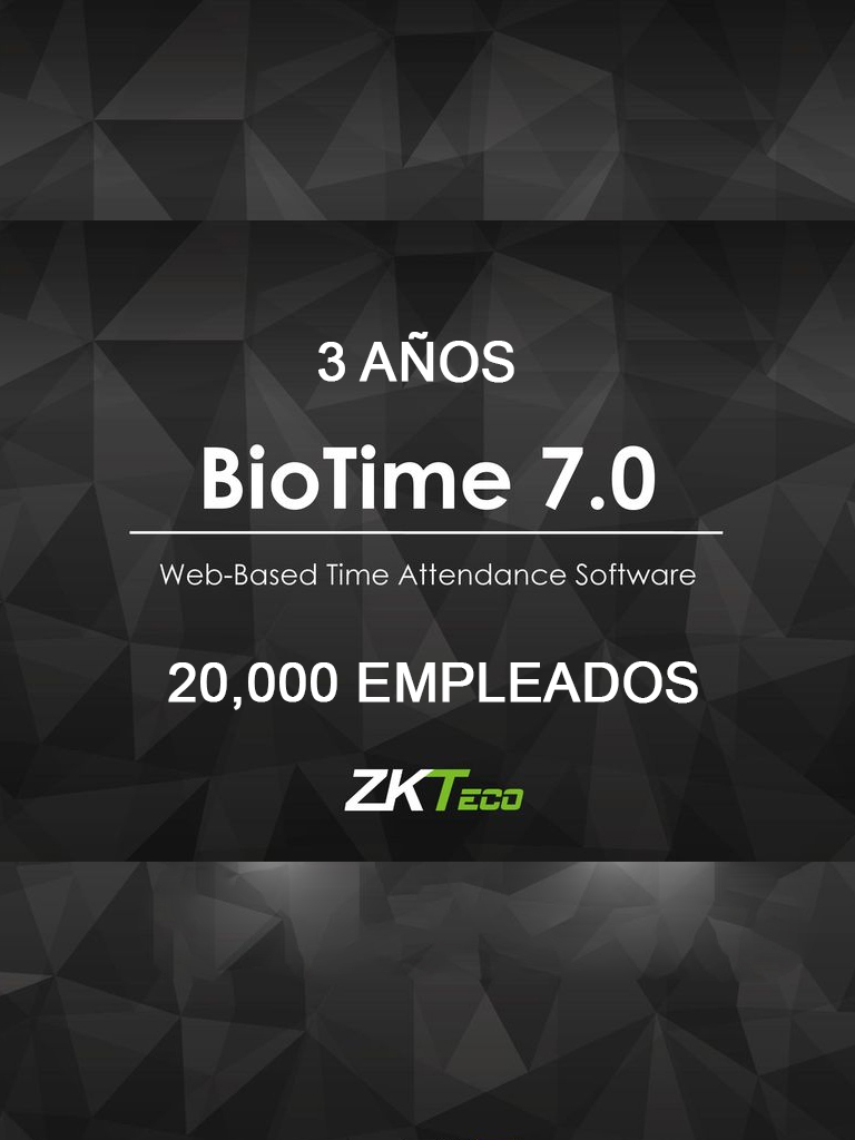 ZK BIOTIME7PROF3Y - Licencia de asistencia / 3 A��os / Version WEB / Para 200 terminales centralizadas / 20000 Empleados