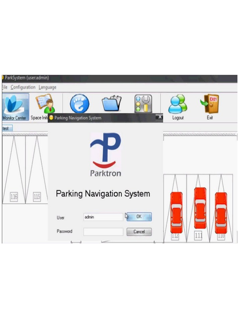 PARKTRON PGSCMS - Software de control para administracion de estacionamientos guiados mediante sensores ULTRASONICOS / Configuracion de cajones