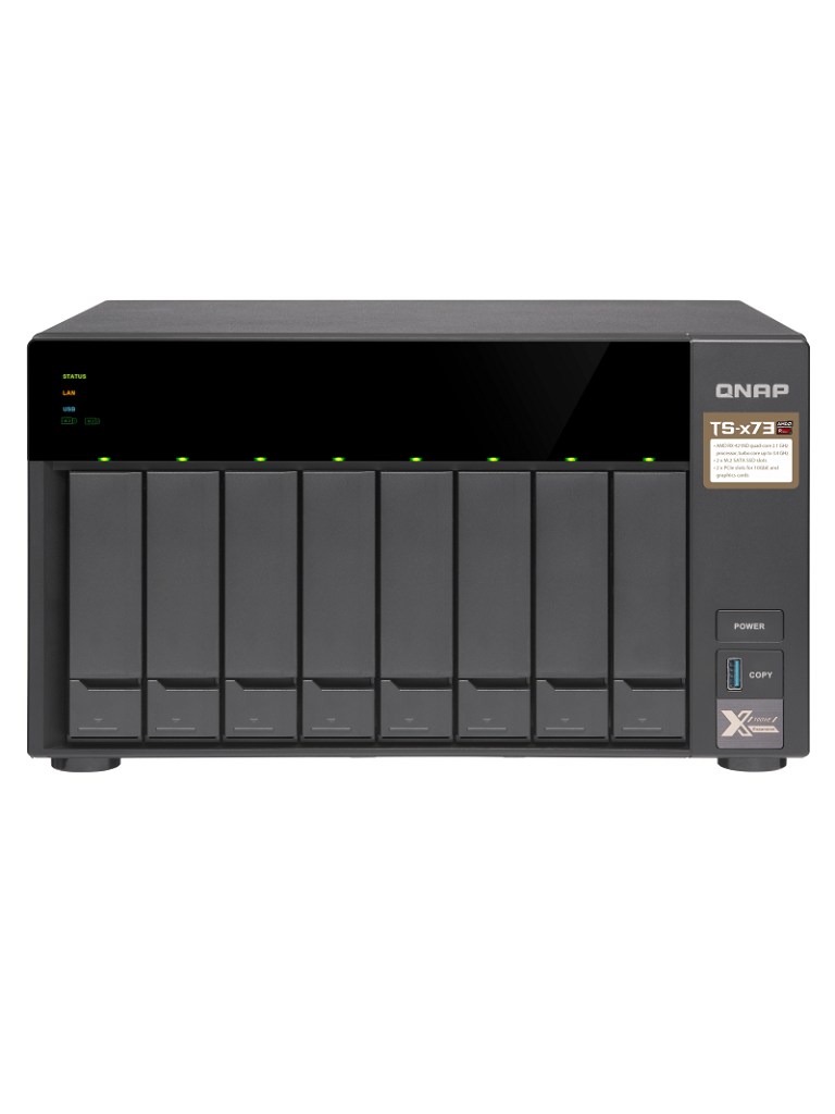 QNAP TS8738G - Sistema de almacenamiento en red / 8 Bahias / QUADCORE / 8 GB RAM / 4 X LAN  Gigabit