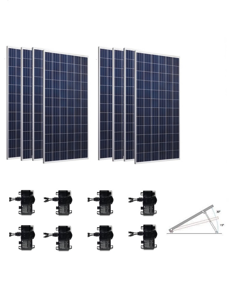 KIT 8 MICRO - 2.6 KWP / 8 Paneles solares RISEN / 8 Microinversores ENPHASE / Estructura de montaje y conectores