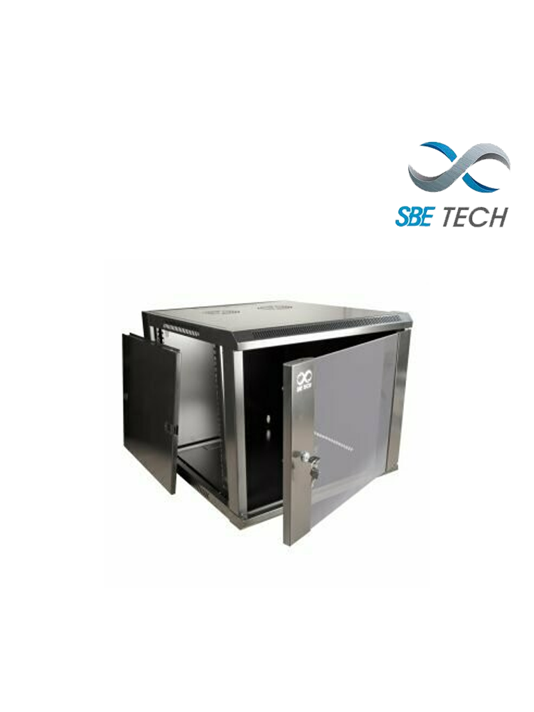 SBETECH GNLPAR12URP- Gabinete de pared / 12 UR / Capacidad de carga de 60 Kg / Ancho 600 mm x profundidad 600 mm x alto 640 mm / Puerta delantera de cristal templado