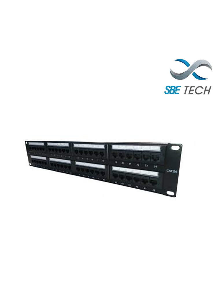 SBETECH SBE-2202-48P - Panel de parcheo categoría 5e/ 48 Puertos/ Incluye etiqueta en frente y parte trasera