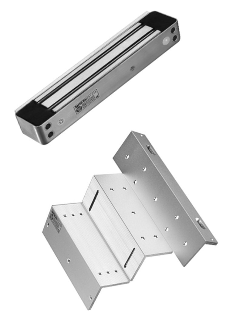 YLI YM280WSPAK - Paquete de Cerradura Magnética para exterior YM280WS y Soporte de Fijación tipo ZL / Fuerza de Sujeción 280kg (600LB) / Para puertas de madera, vidrio y metálicas / IP68