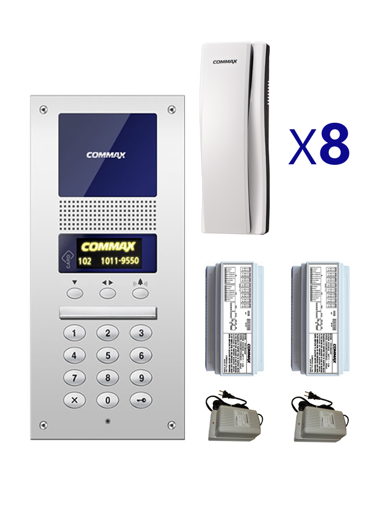 COMMAX AUDIOGATEPACK8 - Paquete de AUDIPORTERO para edificios / 8 Apartamentos incluidos / Soporta hasta 1000 / Estacion de