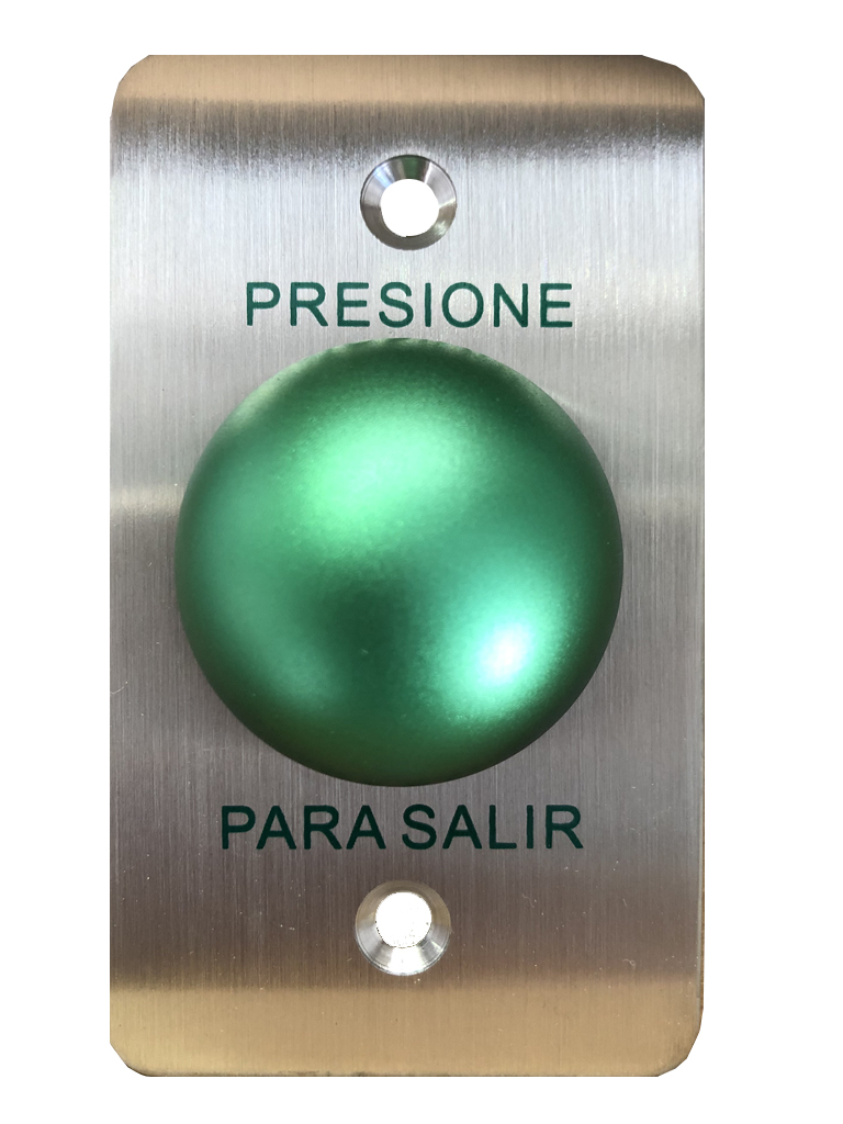 YLI PBK818A - Boton de salida tipo americano en acero inoxidable salidas NO y  NC en acabado color verde compatible con caja para instalacion clave 76017/ #NuevoPrecio