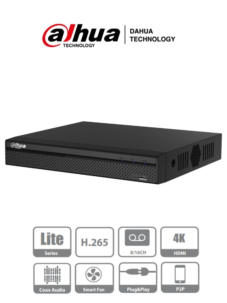 DAHUA XVR5108HS-X - DVR 8 Canales de 4 Megapixeles Lite/ 1080p/ H265+/ 8+4 Canales IP Adicionales (Max 12 Canales IP Totales)/ IVS/ SATA Hasta 10TB/ P2P /Smart Audio HDCVI