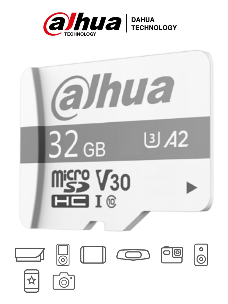 DAHUA TF-P100/32 GB - Dahua Memoria Micro SD de 32 GB UHS-I/ C10/U3/V30/A2/ Velocidad de Lectura 100 MB/s/ Velocidad de Escritura de 38 MB/s/ Especializada para Videovigilancia/