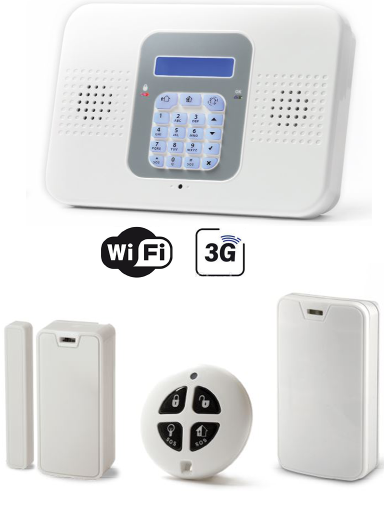 RISCO SECUPLACE WIFI & 3G-Kit de Alarma Inalámbrico Todo Incluido Comunicación WiFi y 3G / Sensor de Movimiento / Contacto Magnético y Llavero / App I RISCO Incluida