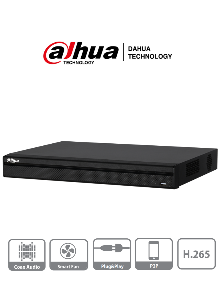 DAHUA XVR4232AN-X - DVR 32 Canales Pentahibrido/ 1080p Lite/ 720p/ H.265/ 2 Bahias de Discos Duros/ 1 HDMI/ P2P/ Soporta 16 Canales IP/ 