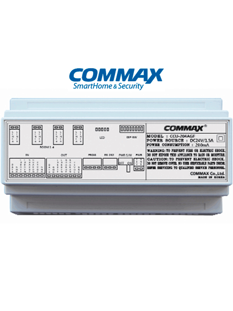 COMMAX CCU204AGF - Distribuidor para panel de audio modelo DR2AG, conecta hasta 4 Intercomunicadores, conexión por 2 hilos y alimentación con fuente RF2A, solución #Audiogate