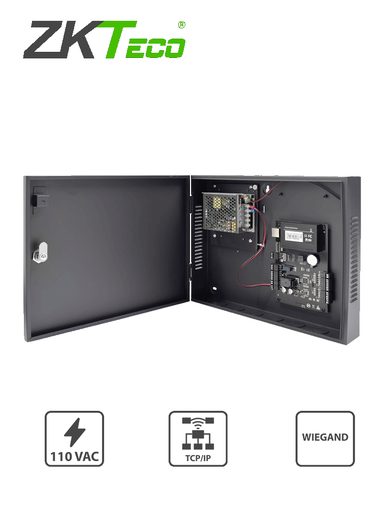 ZKTECO C3100B - Control de Acceso Profesional para 1 Puerta / Gabinete y Fuente / Sin Biometría / Fácil Administración con Software ZKAccess 3.5
