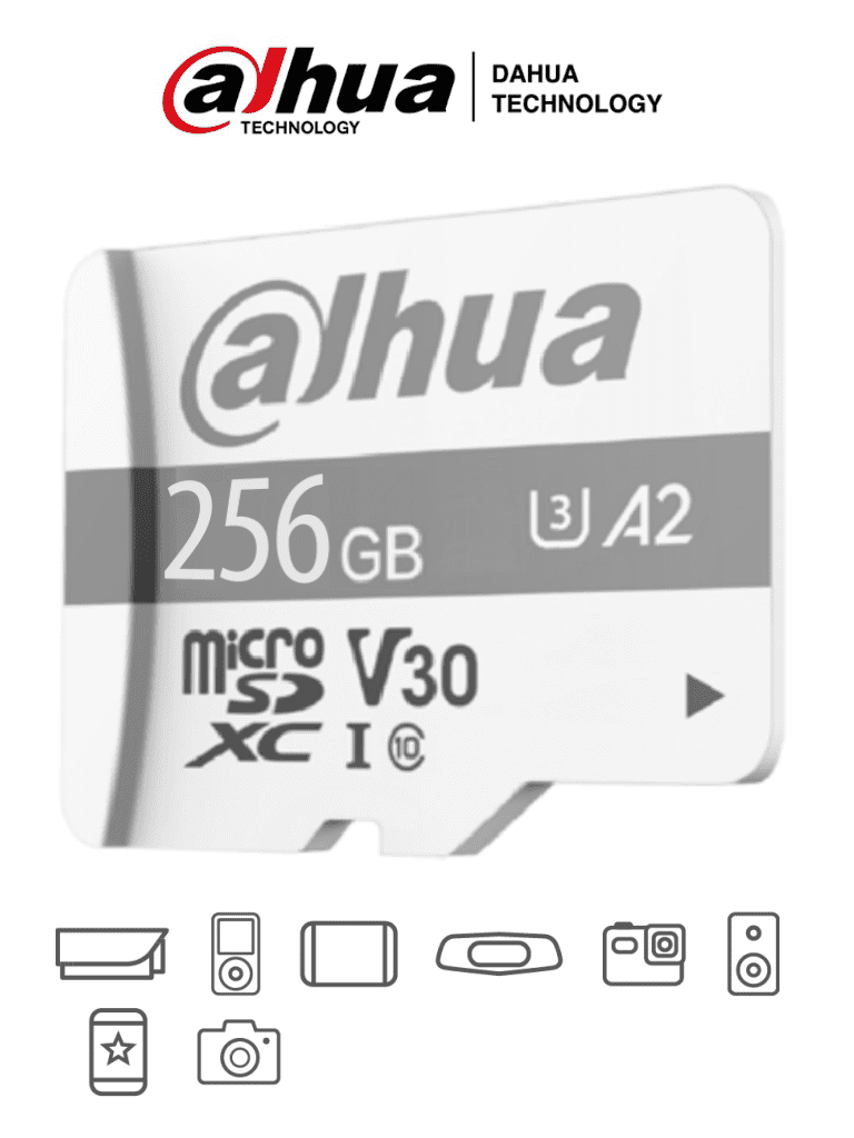 DAHUA TF-P100/256G - Dahua Memoria Micro SD de 256 GB UHS-I/ C10/U3/V30/A2/ Velocidad de Lectura 100 MB/s/ Velocidad de Escritura de 80 MB/s/ Especializada para Videovigilancia #LoNuevo