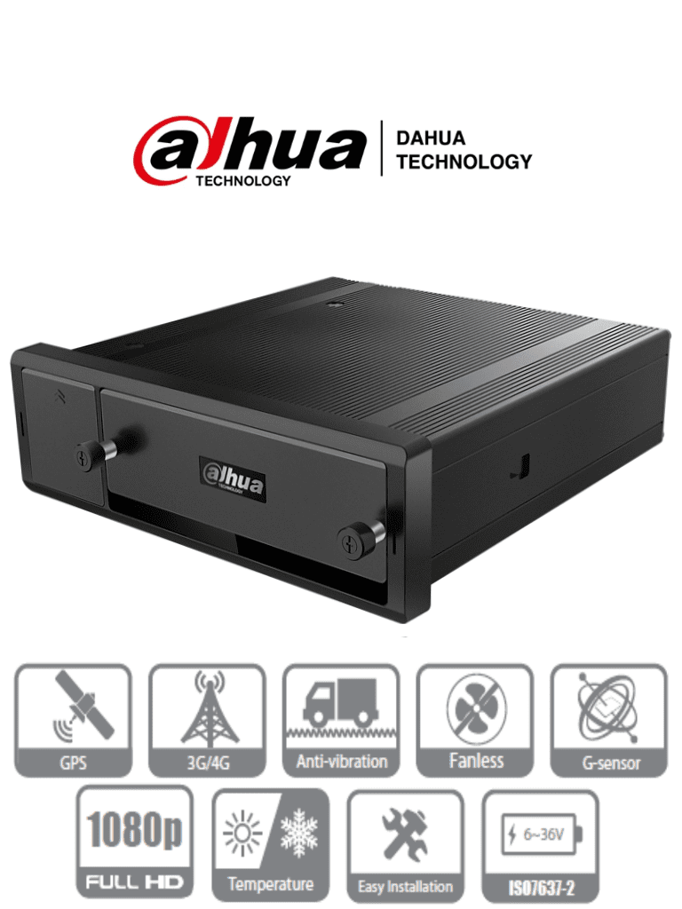 DAHUA MXVR4104-GFW - DVR Movil de 4 Canales HDCVI 1080p+4 Canales IP/ H.265/ GPS/ 4G/ WiFi/ Soporta 1 HDD 2.5 Pulgadas + 1 Tarjeta SD/ Soporta HDCVI/AHD/TVI/CVBS/IP/