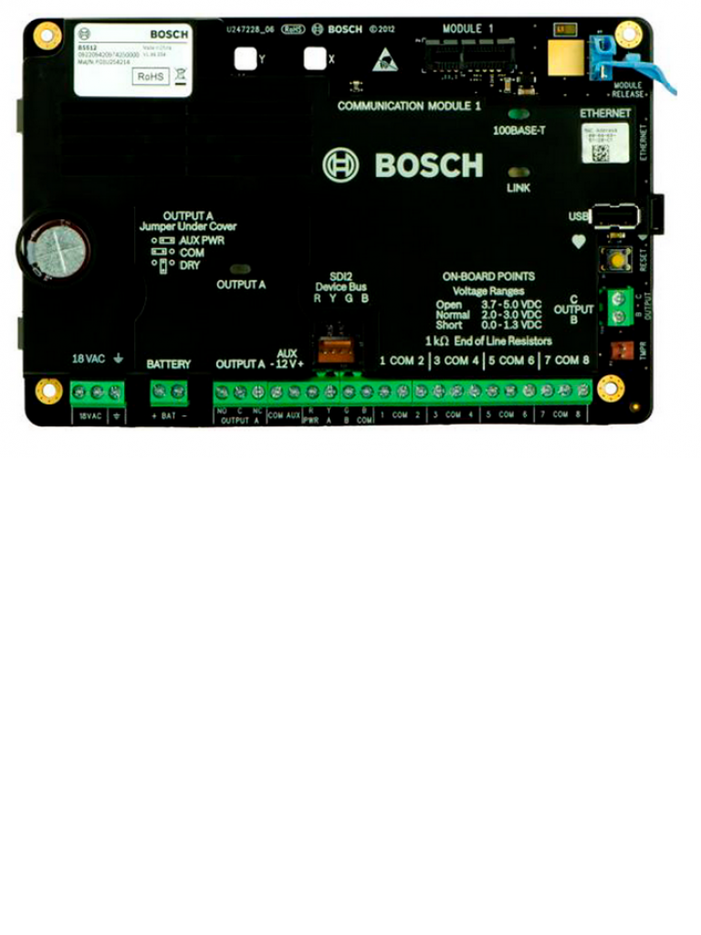 BOSCH I_B4512 - Panel de alarma / Soporta hasta 28 puntos / Puerto ethernet para configuracion local o central de monitoreo