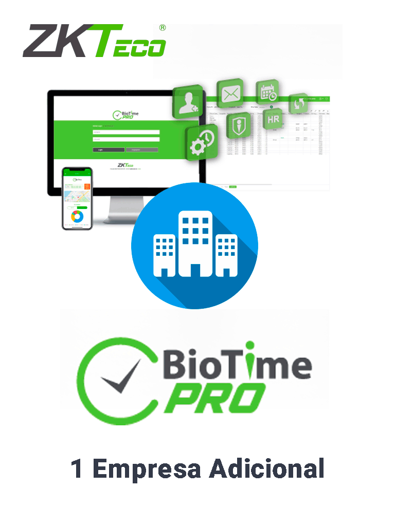 ZKTECO BIOTIMEPROADDME - Licencia vitalicia para agregar 1 empresa adicional en BioTimePro