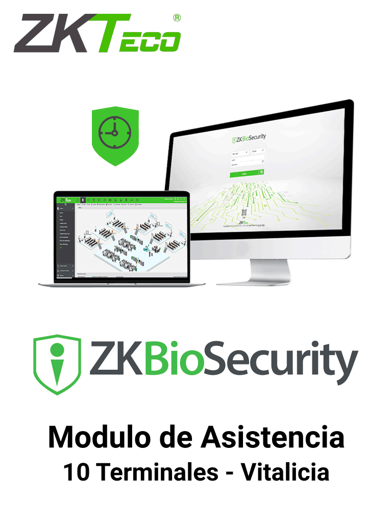 ZKTECO ZKBSTA10 - Modulo Vitalicio de Asistencia para Biosecurity / Hasta 30 000 Usuarios / 10 Terminales