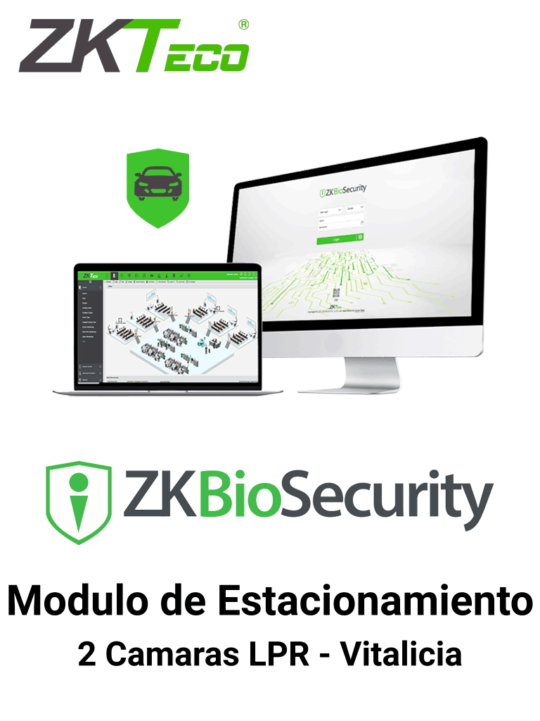 ZKTECO ZKBSPARKLPR2 - Modulo Vitalicio de Estacionamiento para Biosecurity / 10 000 Usuarios / 1000 Áreas / 1000 Departamentos / Soporta 2 Cámaras LPR