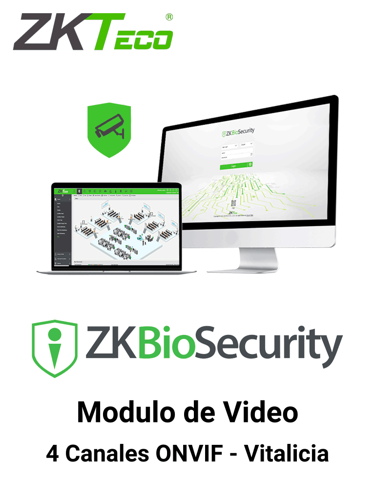 ZKTECO ZKBSVIDP4 - Modulo Vitalicio de Vídeo para Biosecurity / Soporta hasta 4 canales / ONVIF