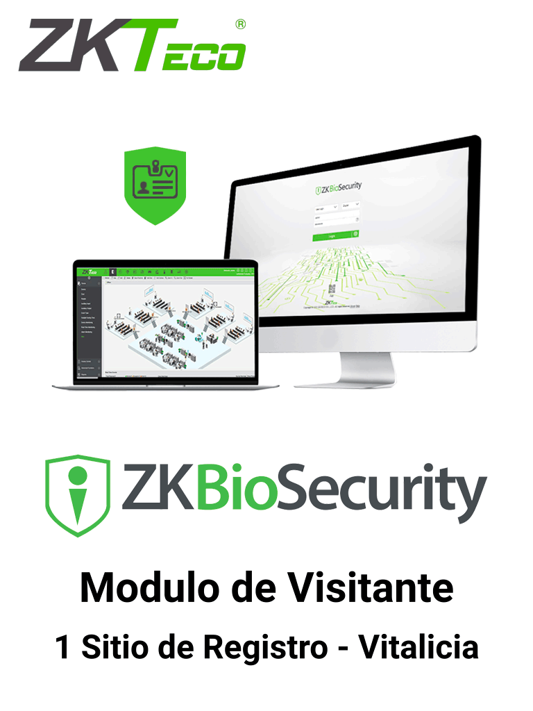 ZKTECO ZKBSVISP1 - Licencia para gestión de Visitas en Biosecurity / 5000 Visitas por Mes / 1 Sitio de Registro /  Vitalicia