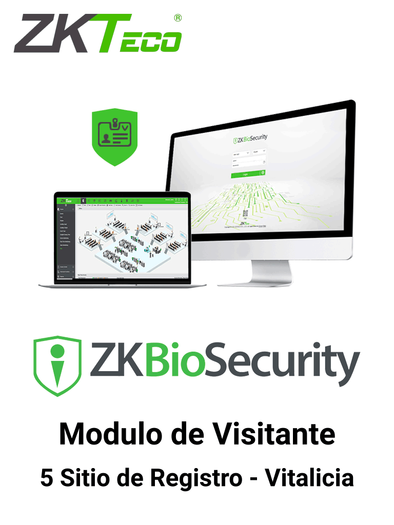 ZKTECO ZKBSVISP5 -Licencia para gestión de Visitas en Biosecurity / 10 000 Visitas por mes / Hasta 5 sitios de Registro / Vitalicia