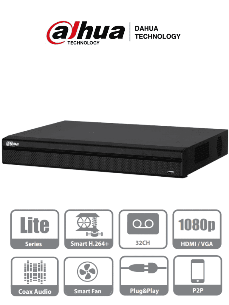 DAHUA XVR5232AN-S2 - DVR de 32 Canales de 4 Megapixeles Lite/ 1080p/ H.264+/ 2 Bahías de Discos Duros/ Soporta Camaras IP Max 32/ HDMI&VGA/ Busqueda Inteligente/ Soporta:HDCVI/AHD/TVI/CVBS/IP/ #LoNuevo