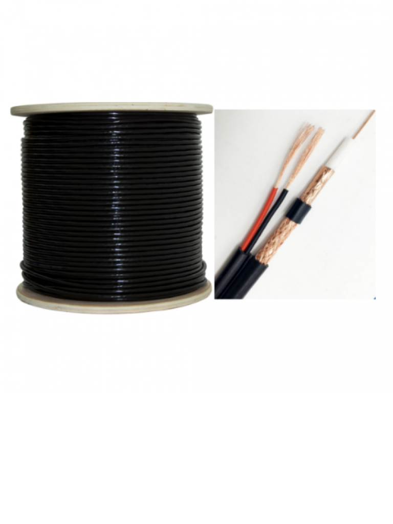 SAXXON OSIACOP5305NE - Cable siames conductor cobre / Doble malla CCA / 305 Metros / Color negro / Exterior / Par cable electrico CCA calibre 18  AWG