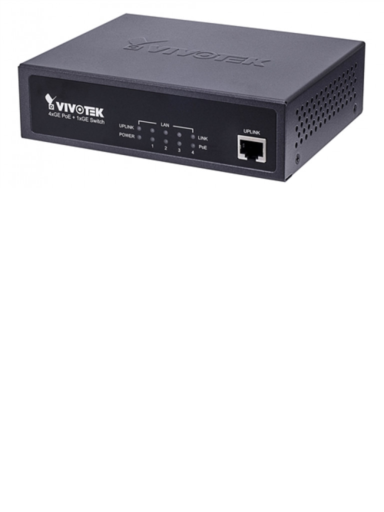 VIVOTEK AWGET050A065 - SWITCH POE NO ADMINISTRABLE/ 4 PUERTOS GBE POE AF/AT/ 1 PUERTO GBE UP LINK/ HASTA 30W POR PUERTO/60W TOTALES/COMPATIBLE CON POE