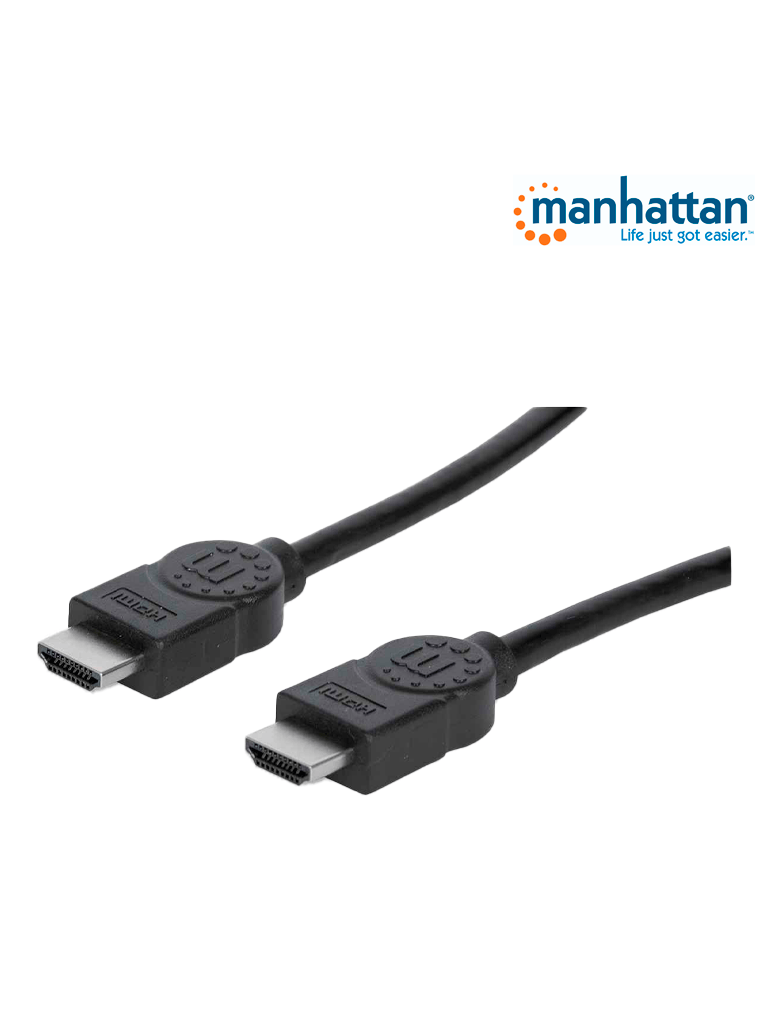 MANHATTAN 322539-Cable HDMI de 10m / Alta Velocidad / Macho a macho / Blindado / Resolución de 1080p / Color intenso / Hasta 10.2Gbps a 340MHz / Terminales en PVC/ Color negro