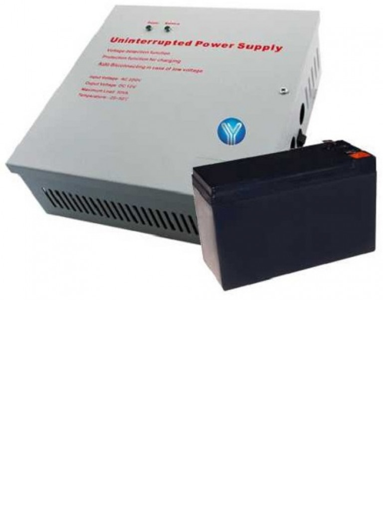 YLI YP902123YPB7PAK - Paquete de Gabinete metalico con fuente de poder para controles de acceso NO/ NC / COM y bateria de respaldo 12 VDC 3 AMP