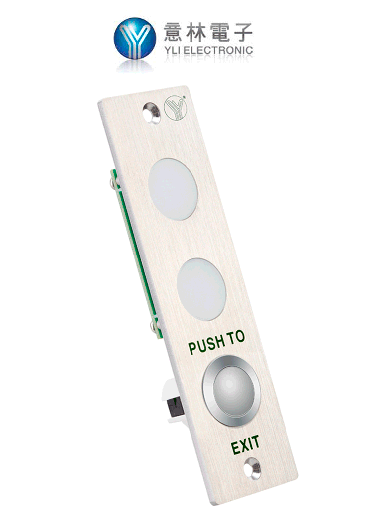YLI PBK813LED -  Boton de salida LED con salidas NO, NC y COM, voltaje a 12 o 24 VDC/ Sobrepedido