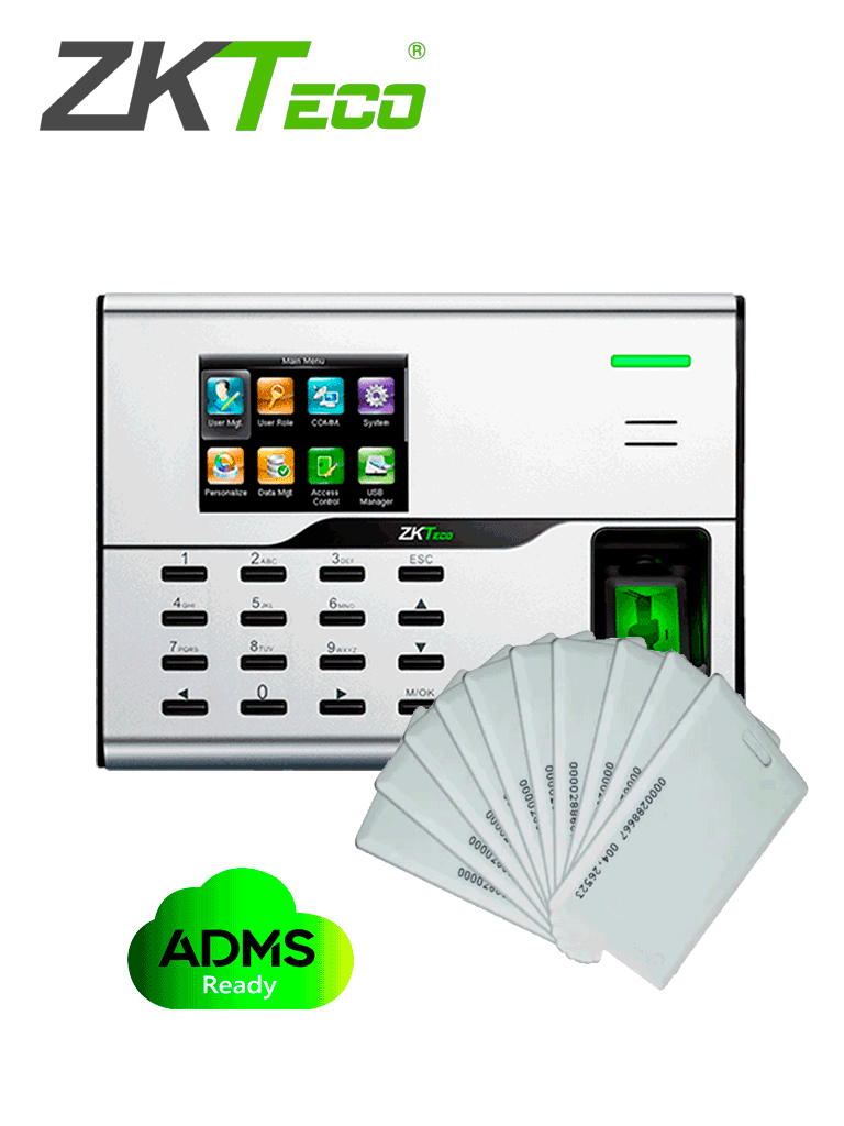 ZKTECO UA860IDCARDPAK - Control de Acceso y Asistencia Simple con 10 tarjetas de proximidad ID de125Khz 1.88 mm
