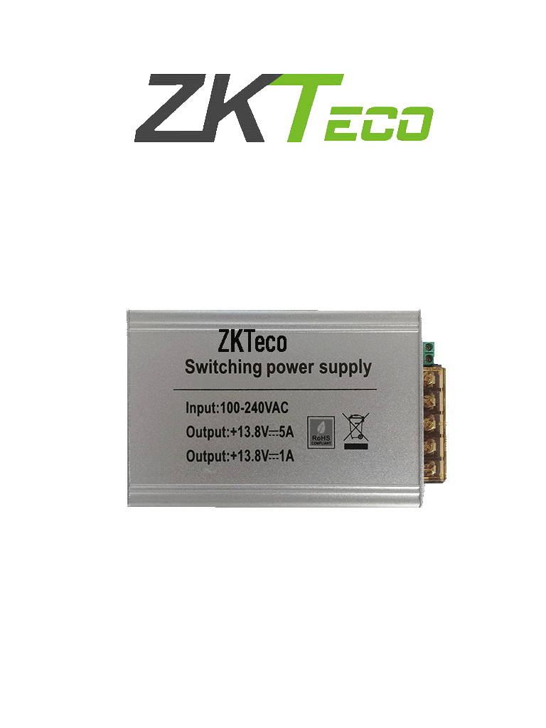 ZKTECO TPM005B - Fuente de Poder para Gabinete ZKTECO / 110V de Entrada / 12V de Salida / Compatible con Paneles InBio