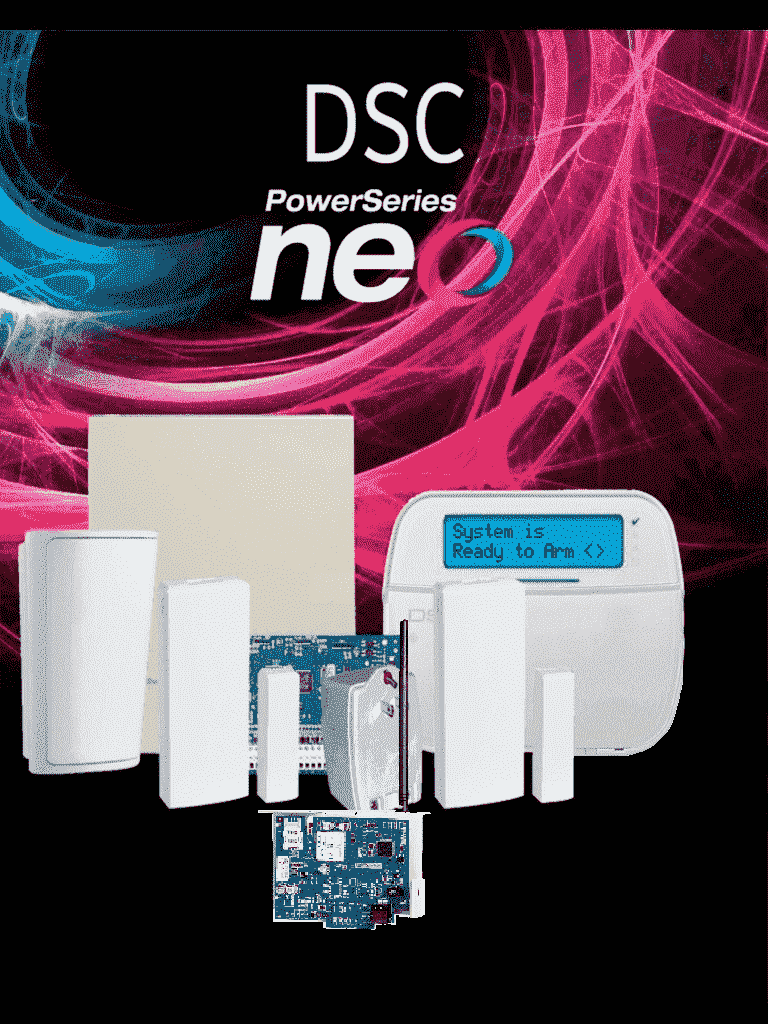 DSC NEO-RF-LCD-3G SB Paquete NEO 32 Zonas /Comunicador Dual TL2803GE/Panel HS2032/Teclado RF LCD HS2LCDRF9N/2 Contactos   PG9303/1 PIR Inalámbrico PG9914/Transformador/Gabinete GMX003. Sin Batería #LosPrincipales  #PLANDEBENEFICIOS