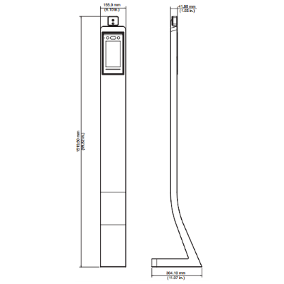 Dahua-ASF172XT1-Soporte-montaje-vertical-de-suelo-Control-Acceso-Termográfico-dimensiones2