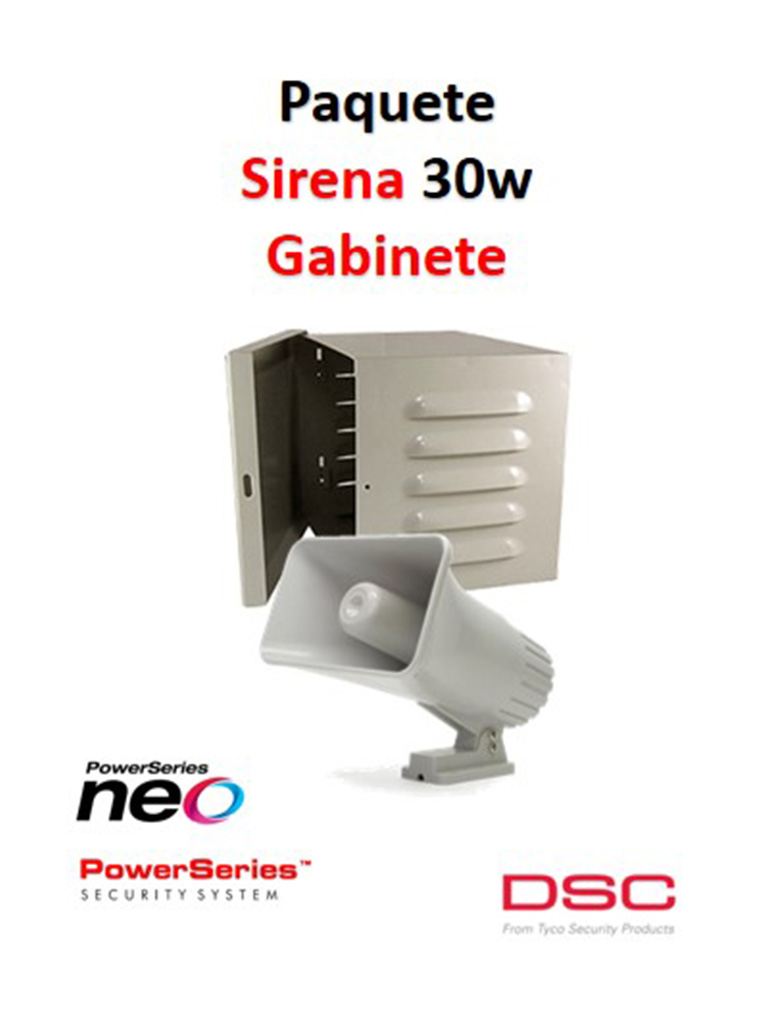 DSC S30WGPAQ - Paquete Sirena Exterior 30W con Gabinete