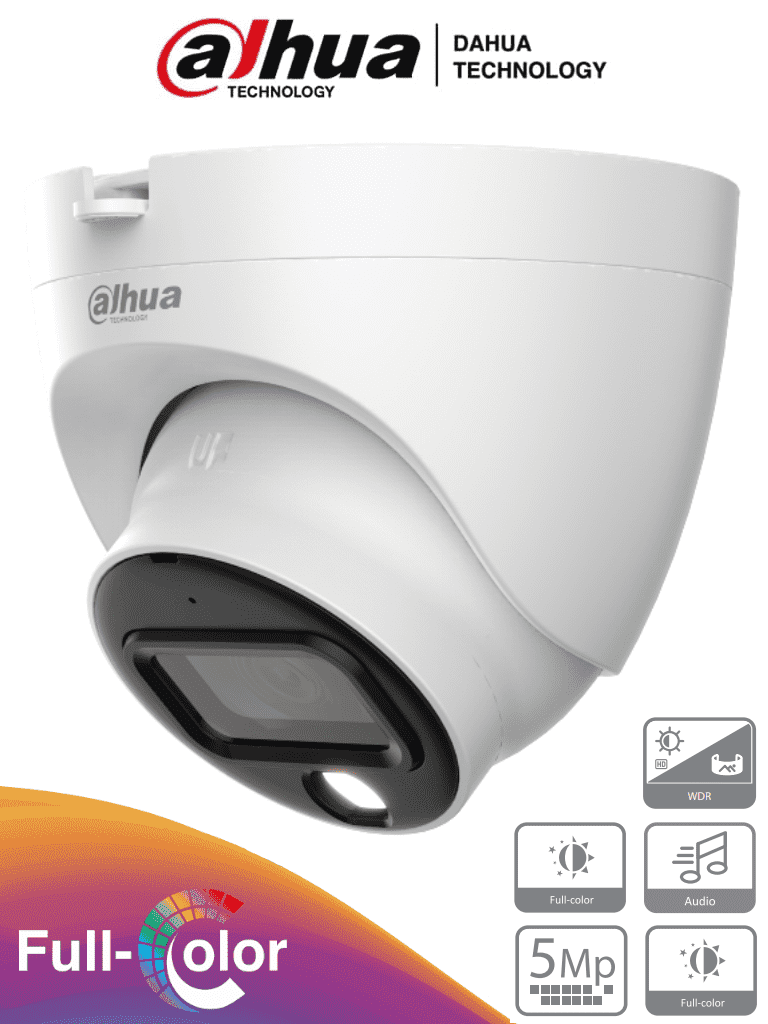 DAHUA HDW1509TLQ-A-LED - Camara Domo Full Color de 5 Megapixeles/ Lente de 3.6mm/ 88°-112° Grados de apertura/ Imagen a Color 24/7/ WDR Real de 120dB/ Leds para 20 Metros/ IP67/ Instalación Rapida/