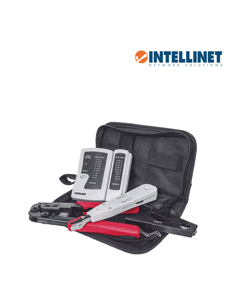 INTELLINET 780070 Kit de herramientas para red con 4 piezas kit de 4 herramientas para red compuesto por Probador de cable UTP, Ponchadora, Pinza Crimpadora y Pelador de cable #PP #parejaideal