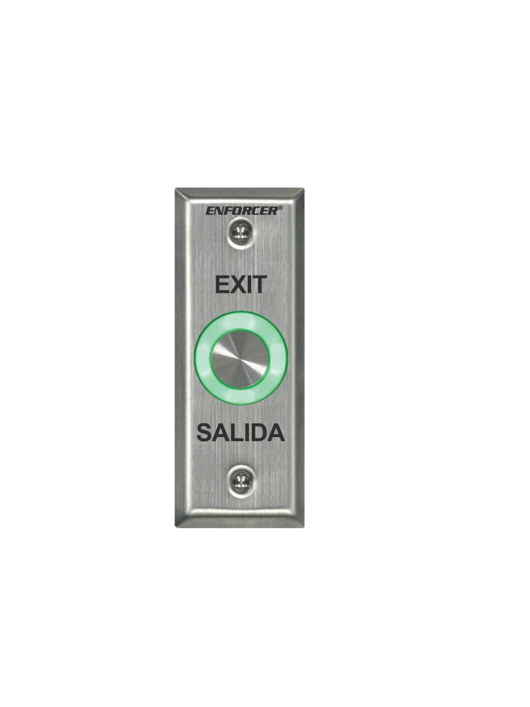 Seco-Larm SD6176SS1Q - Botón de salida piezoeléctrico de acero inoxidable IP 65 con Luz LED verde / Salidas NO y NC