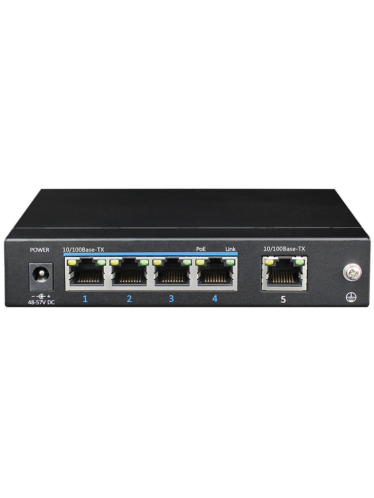 UTEPO UTP3SW0401TP60 - Switch  PoE / No administrable / 4 Puertos  PoE fast ethernet / 1 Puerto fast ethernet /  802.3af&AT / Modo CCTV /  PoE 60  Watts